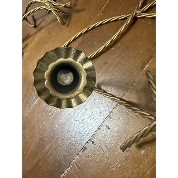 Homco Home Interiors Gold Twisted Metal Rope 2 Candle Wall Sconce & Shelves Vtg - Picture 8 of 16